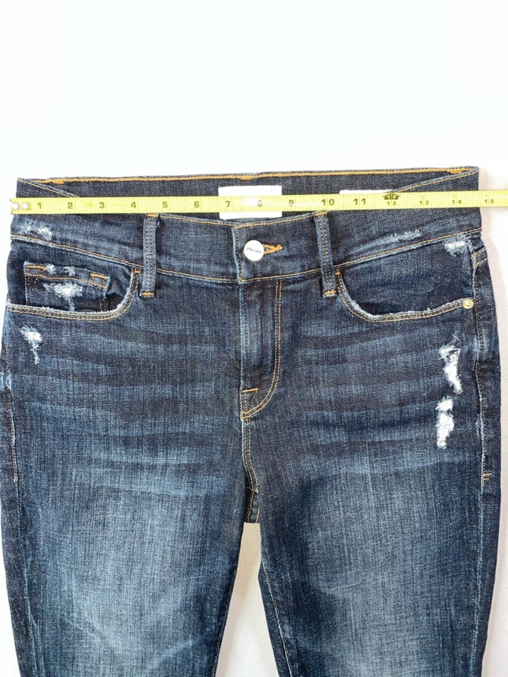 Frame Le Garçon Crop Dark Denim Slightly Distressed Jeans Size 26 - Picture 10 of 12